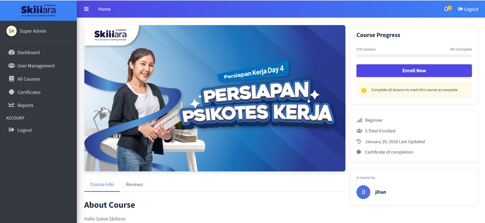 Skillara Mobile View